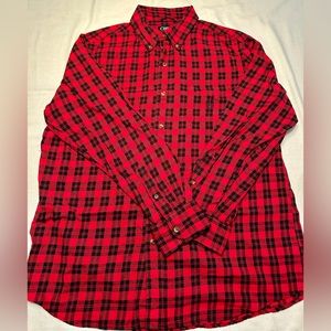 Chaps. Red and black buffalo plaid flannel long sleeve button-down. Size L.